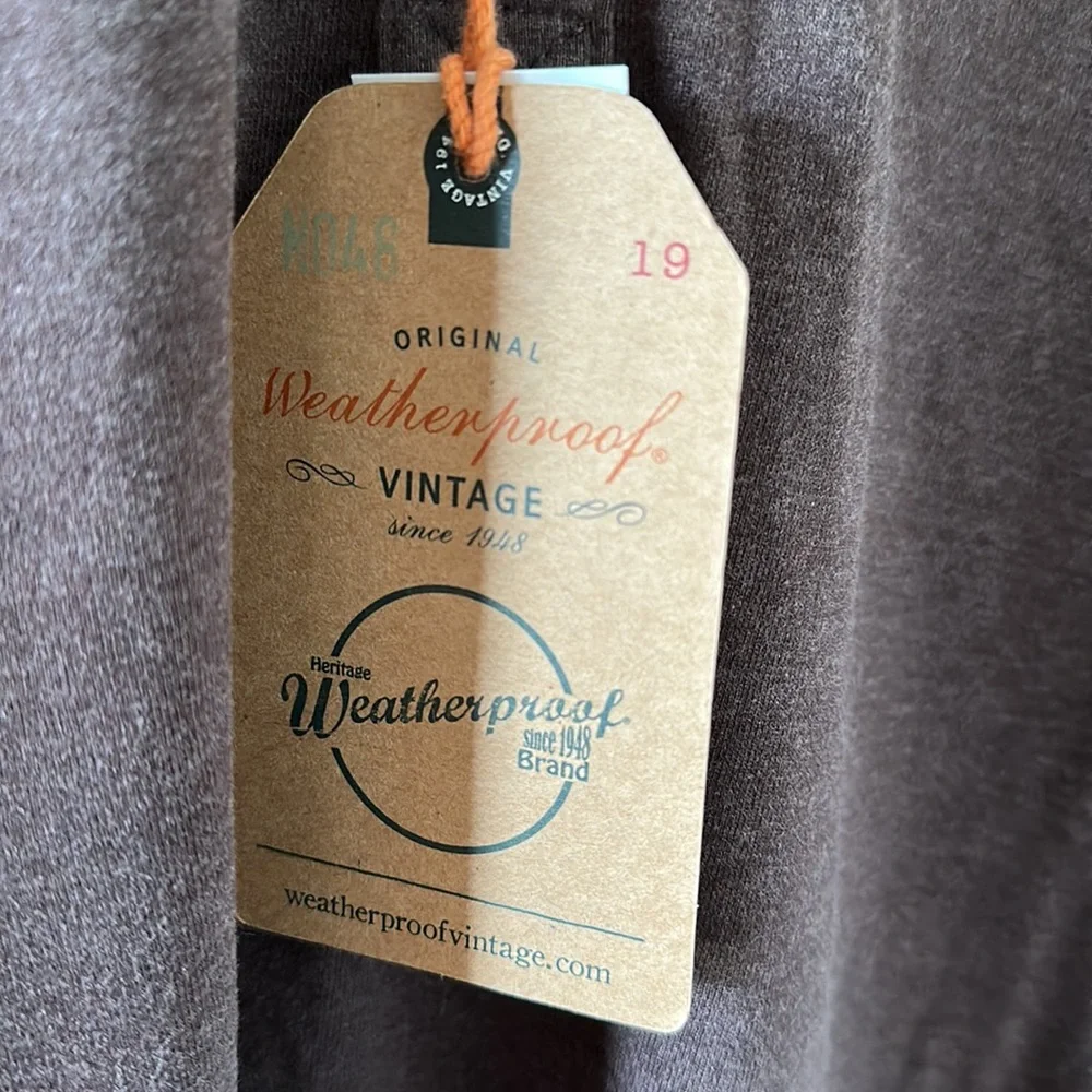 Mens NEW Weatherproof Vintage Henley Long Sleeve Brown - Picture 4 of 5